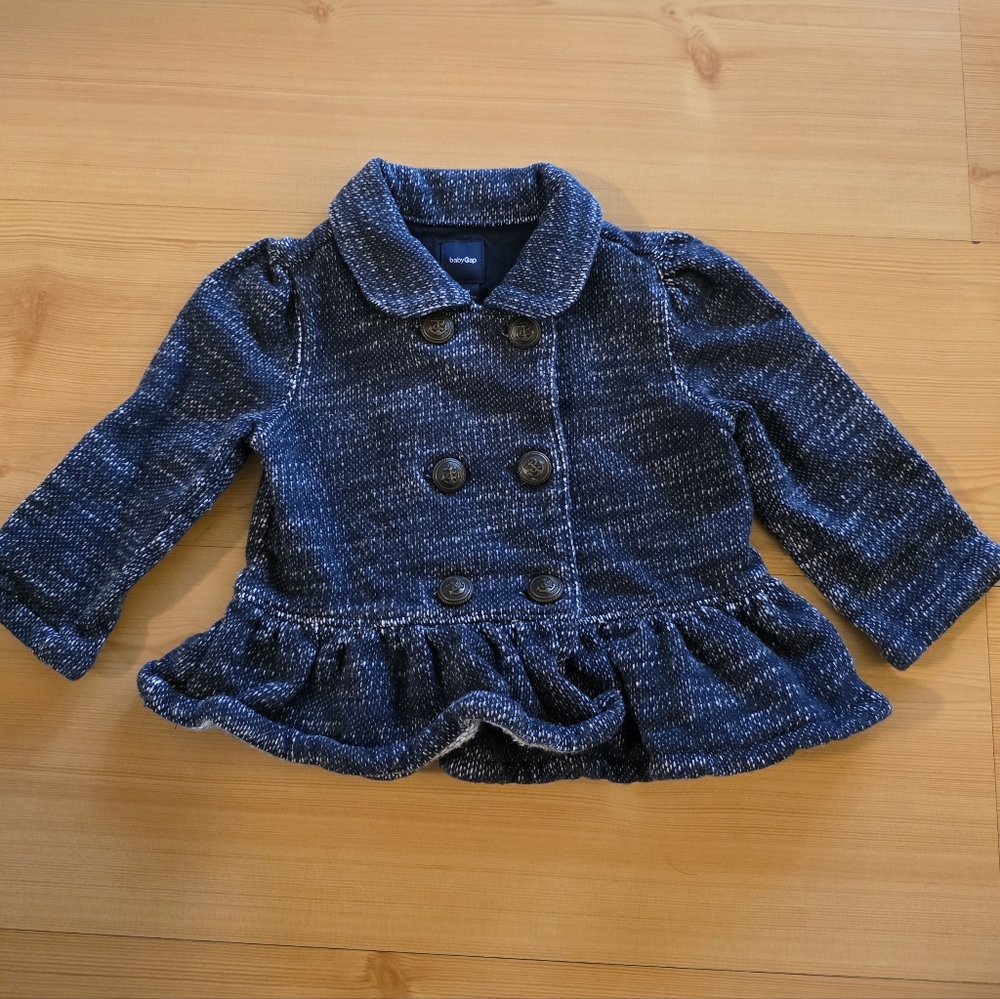 Baby Gap Blue Double-Breasted Kids Jacket 12-18M Cotton